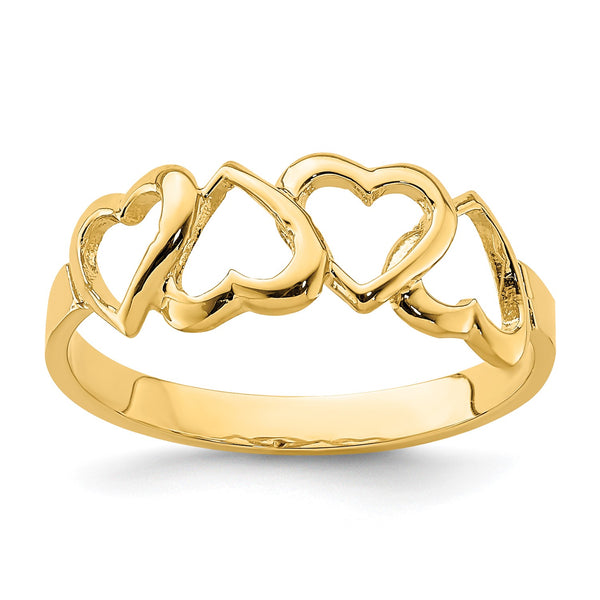 14KT Yellow Gold Heart Ring; Size 7