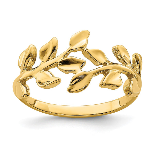 14KT Yellow Gold Leaf Ring; Size 7