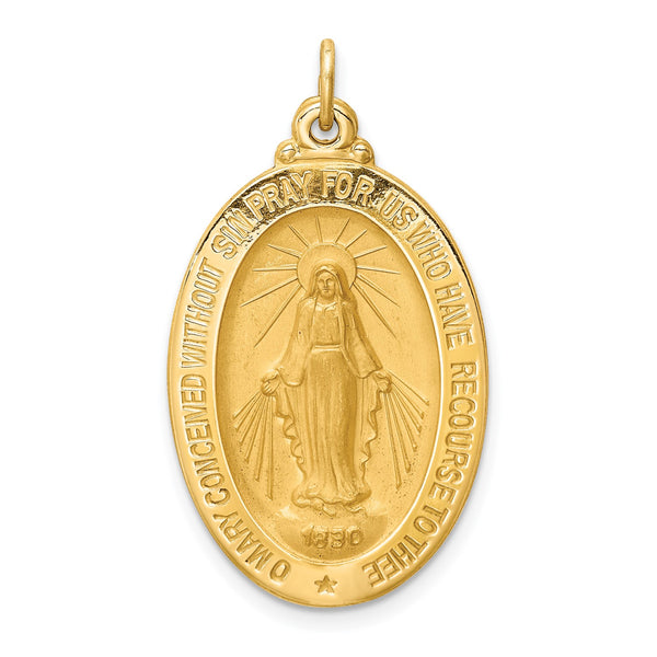 14KT Yellow Gold Miraculous Medal Pendant-Chain Not Included