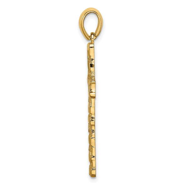 14KT Yellow Gold Nugget Cross Pendant-Chain Not Included