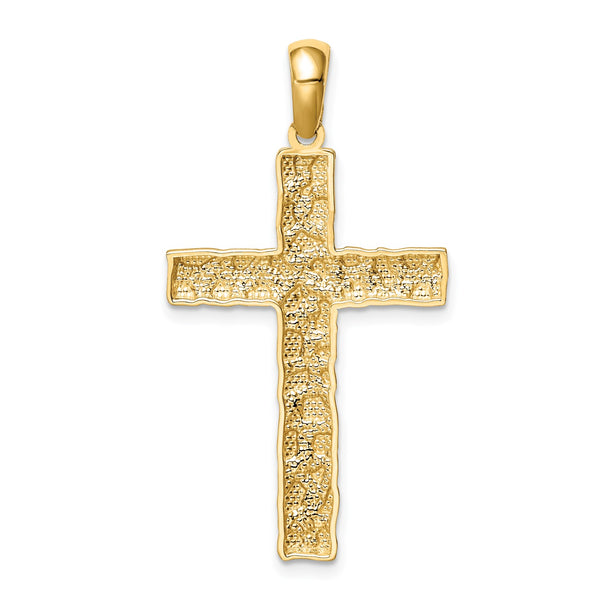14KT Yellow Gold Nugget Cross Pendant-Chain Not Included