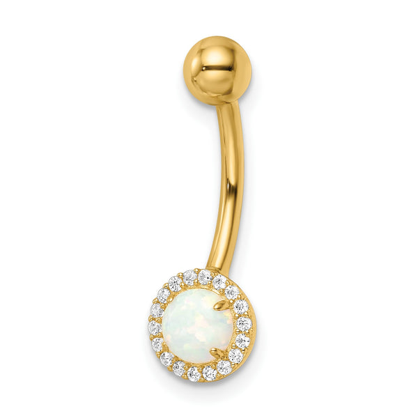 14KT Yellow Gold Opal 23X7MM Belly Ring