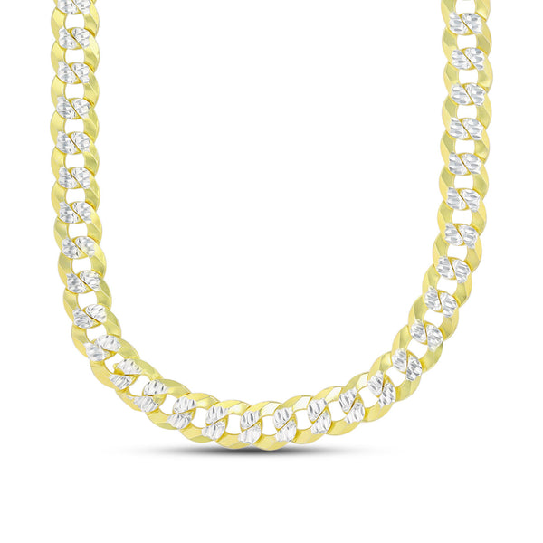 14KT Yellow Gold Plated Sterling Silver 26" 10MM Pave Curb Chain