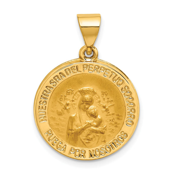 14KT Yellow Gold Spanish Perpetuo Socorro Pendant-Chain Not Included