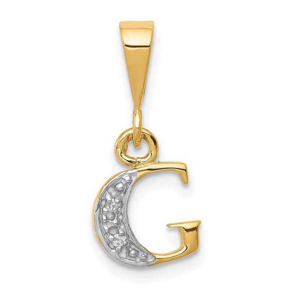 14KT Yellow Gold With Rhodium Plating 1/100 CTW 15X8MM Initial Pendant-Chain Not Included; Initial G