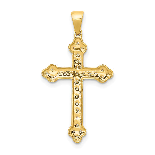 14KT Yellow Gold With Rhodium Plating 1/10 CTW Cross Pendant-Chain Not Included