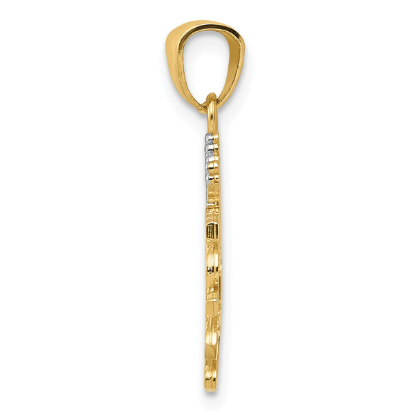 14KT Yellow Gold With Rhodium Plating 22X20MM Daddy's Princess Pendant-Chain Not Included