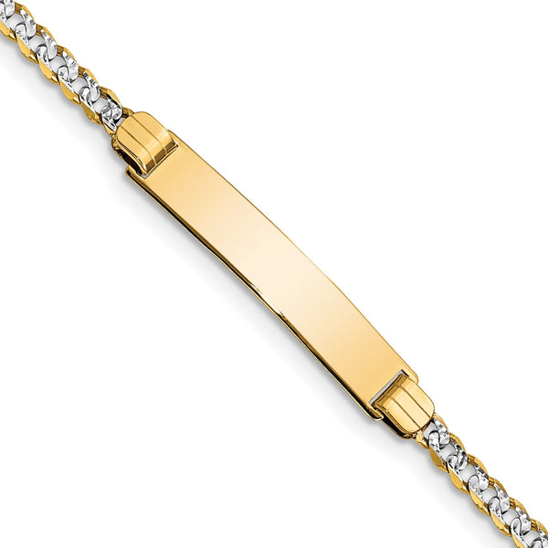 14KT Yellow Gold With Rhodium Plating 6" 5MM Childrens Curb ID Bracelet