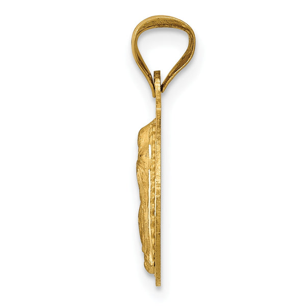 14KT Yellow Gold With Rhodium Plating Diamond-cut Guadalupe Pendant-Chain Not Included