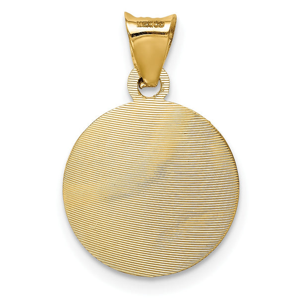 14KT Yellow Gold With Rhodium Plating Diamond-cut Guadalupe Pendant-Chain Not Included