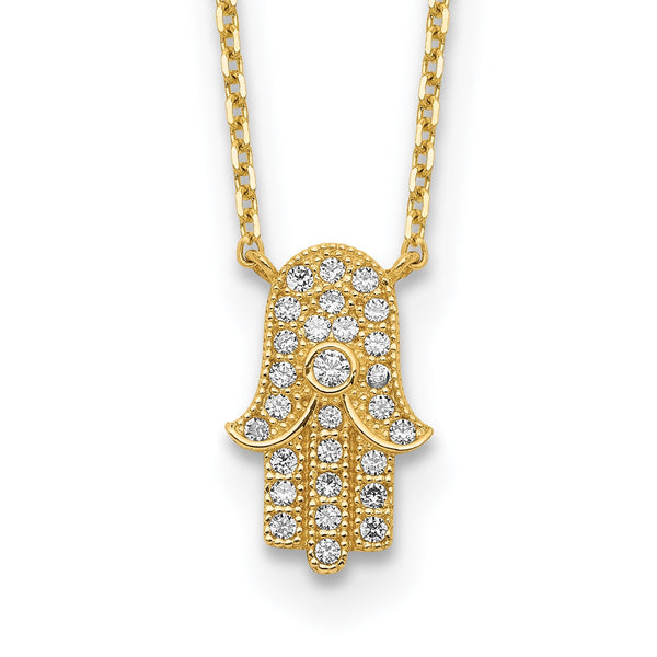 14KT Yellow Gold and CZ 18"+2" extender Necklace