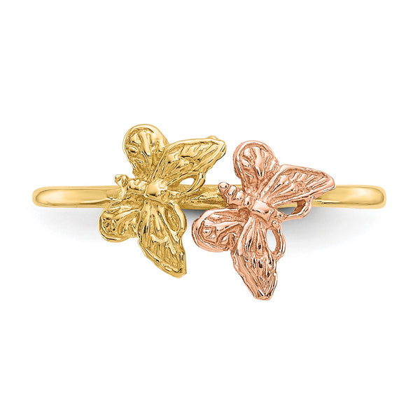 14KT Yellow and Rose Gold Butterfly Ring; Size 7