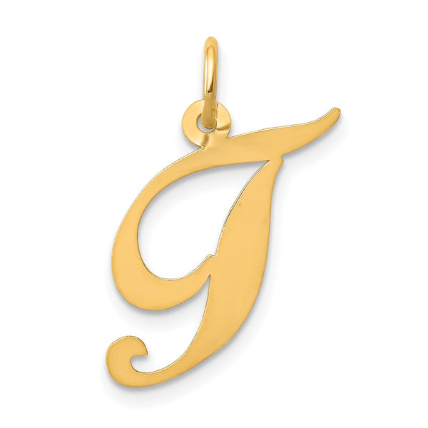 14K Medium Fancy Script Initial T Charm