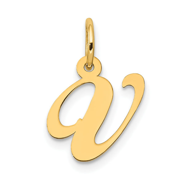 14K Small Fancy Script Initial V Charm