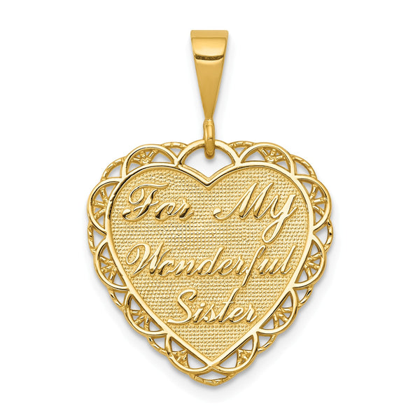 14k For My Wonderful Sister Charm