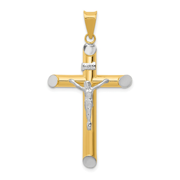 14k Two-tone & Rhodium INRI Crucifix Pendant