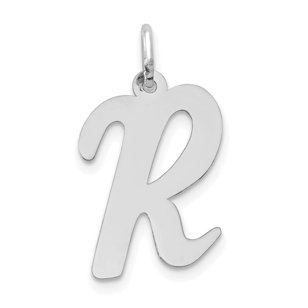 14k White Gold Large Script Initial R Charm