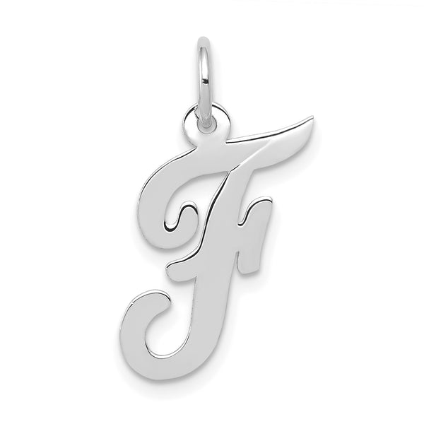 14k White Gold Medium Script Initial F Charm