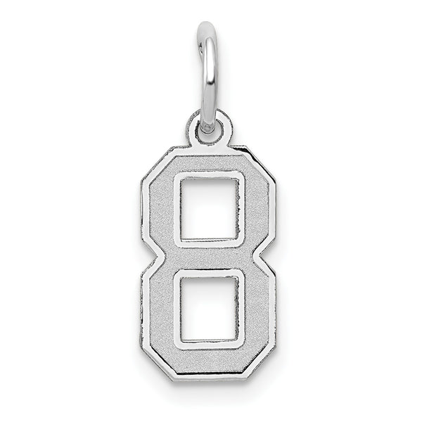 14k White Gold Small Satin Number 8 Charm