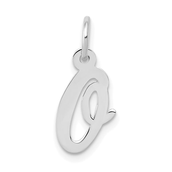 14k White Gold Small Script Initial O Charm