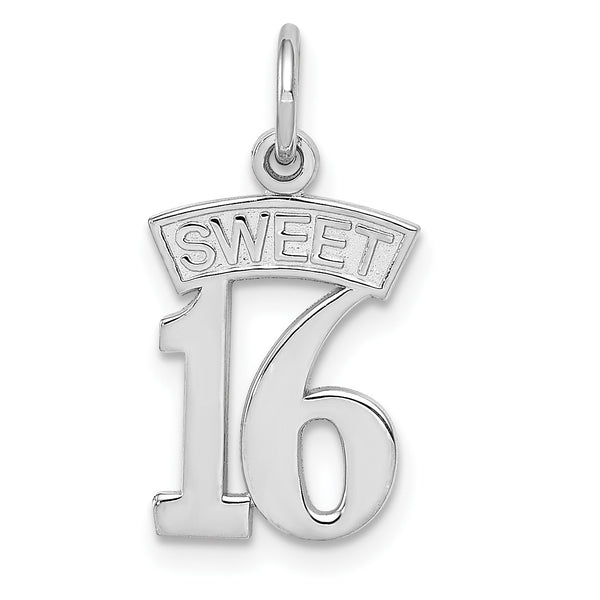 14KT White Gold 20X11MM Sweet 16 Charm