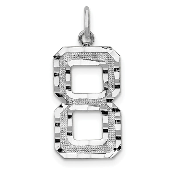14kw Casted Large Diamond Cut Number 8 Charm