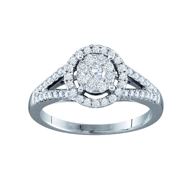 Signature 1/2 CTW Diamond Halo Engagement Ring in 14KT White Gold
