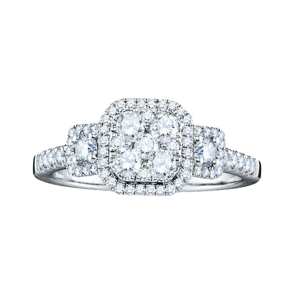 Signature 5/8 CTW Diamond Three Stone Engagement Ring in 14KT White Gold