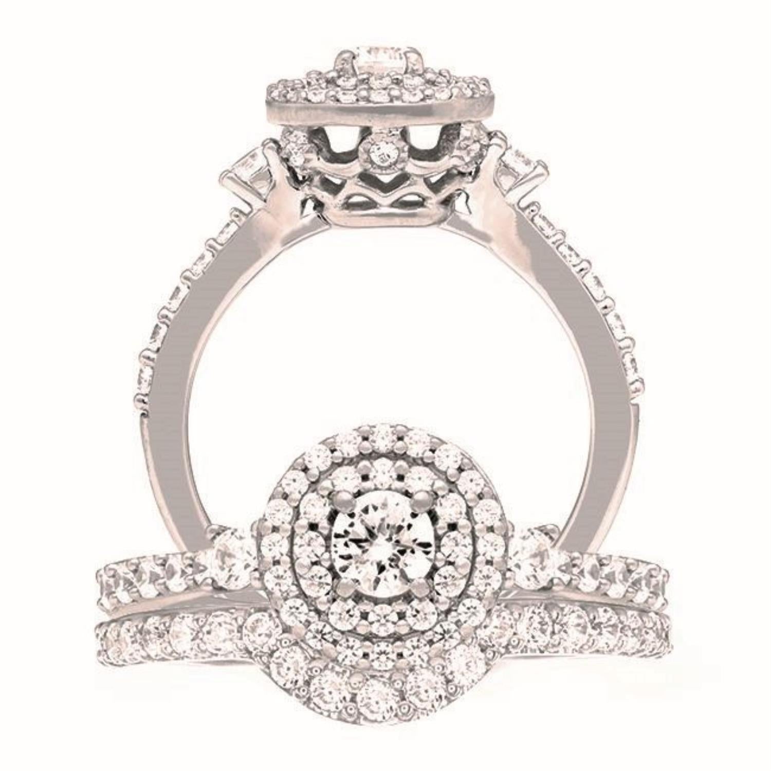 Signature 1 CTW Natural Diamond Bridal Set Ring in 14KT White Gold