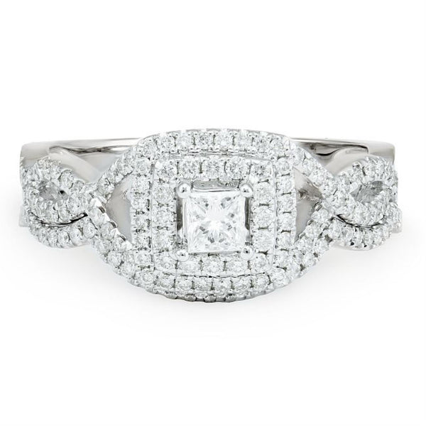 Signature 5/8 CTW Diamond Halo Bridal Set Ring in 14KT White Gold