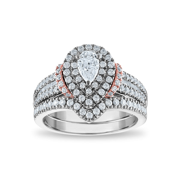 Signature Diamond Dreams 1 1/4 CTW Diamond Halo Bridal Set Ring in 14KT White Gold