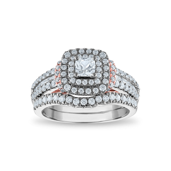 Signature Diamond Dreams 1 1/4 CTW Diamond Halo Bridal Set Ring in 14KT White Gold