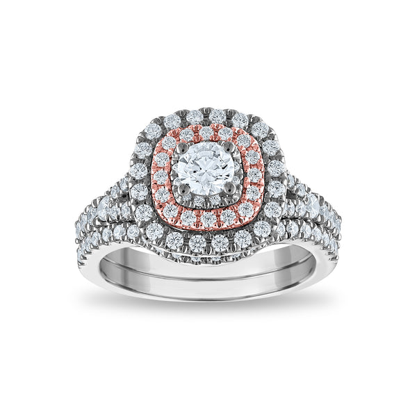 Signature Diamond Dreams 1 1/4 CTW Diamond Halo Bridal Set Ring in 14KT White Gold