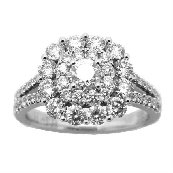 Signature 1 1/2 CTW Diamond Halo Engagement Ring in 14KT White Gold
