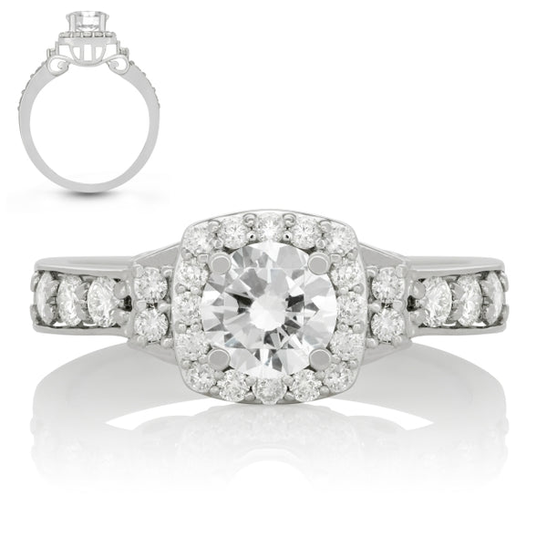 Signature 1 1/2 CTW Diamond Halo Engagement Ring in 14KT White Gold