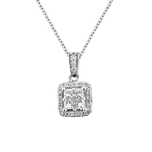 Signature 1/2 CTW Diamond Halo 18" Pendant in 14KT White Gold