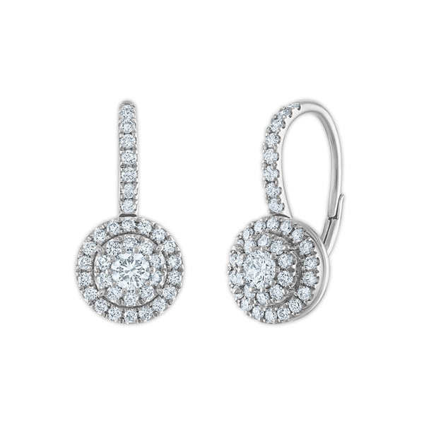 Signature EcoLove 1 CTW Lab Grown Diamond Cluster Halo Round Shaped Earrings in 14KT White Gold
