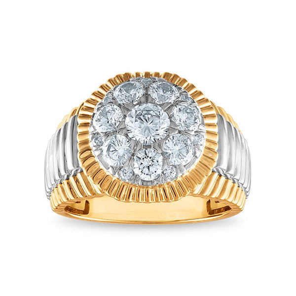 Signature EcoLove 2 CTW Lab Grown Diamond Rolex-Look Ring in 14KT White and Yellow Gold