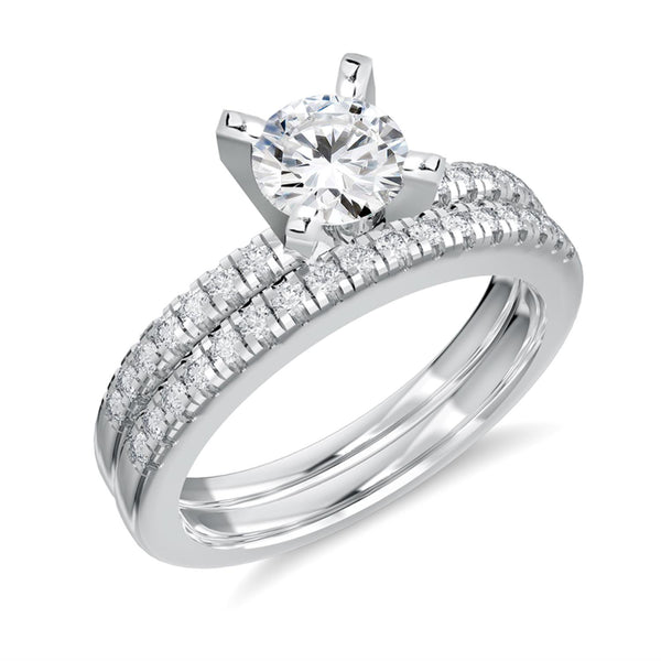 Signature EcoLove 1 CTW Lab Grown Diamond Bridal Set Ring in 14KT White Gold
