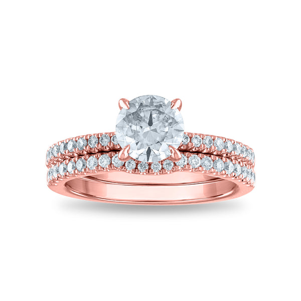 Signature EcoLove 1 1/2 CTW Lab Grown Diamond Bridal Set Ring in 14KT Rose Gold