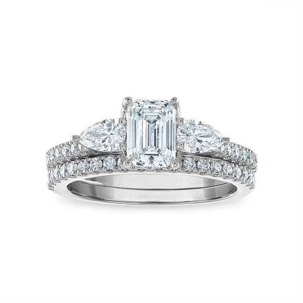 1-3/4 CTW Lab Grown Diamond Emerald Shaped Bridal Set in 14KT White Gold