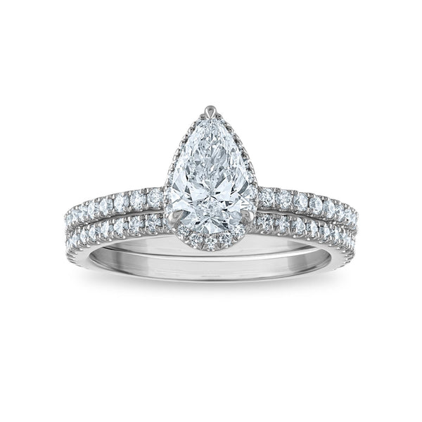 Signature EcoLove 1 1/2 CTW Lab Grown Diamond Halo Bridal Set Ring in 14KT White Gold