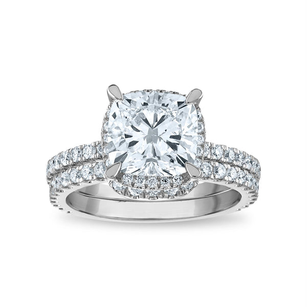 Signature EcoLove 3 3/4 CTW Lab Grown Diamond Halo Bridal Set Ring in 14KT White Gold