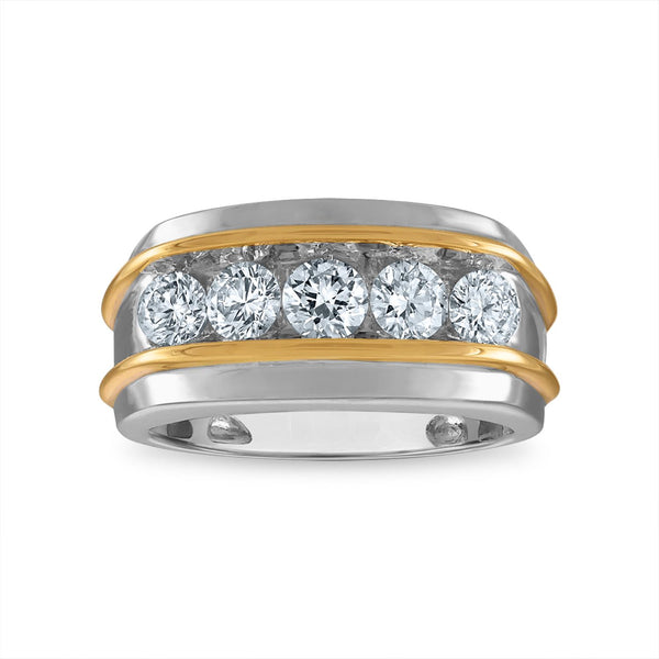 Signature EcoLove 1-1/2 CTW Lab Grown Diamond Wedding Ring in 14KT White and Yellow Gold