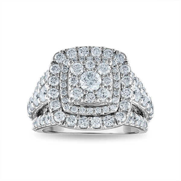 Signature EcoLove 3-1/4 CTW Lab Grown Diamond Cluster Engagement Ring in 14KT White Gold