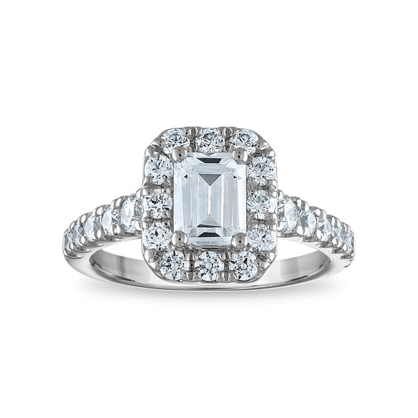 Signature EcoLove Diamond Dreams 2 CTW Lab Grown Diamond Halo Engagement Emerald Shaped Ring in 14KT White Gold