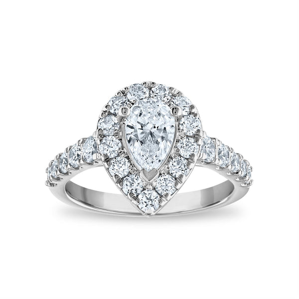 Signature EcoLove Diamond Dreams 2 CTW Lab Grown Diamond Halo Engagement Pear Shaped Ring in 14KT White Gold