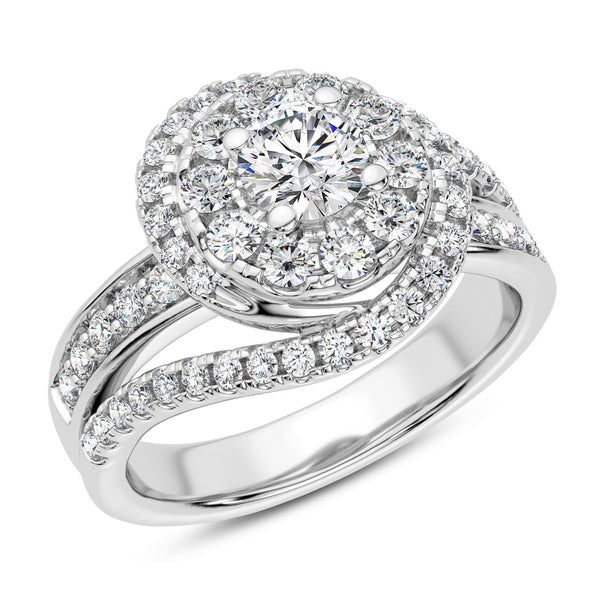 Signature EcoLove 1 1/2 CTW Lab Grown Diamond Cluster Engagement Ring in 14KT White Gold