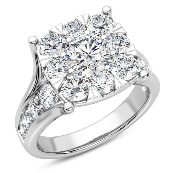 Signature EcoLove 2 1/2 CTW Lab Grown Diamond Cluster Engagement Ring in 14KT White Gold