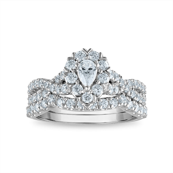 LoveSong 88 EcoLove 1 1/4 CTW Lab Grown Diamond Halo Bridal Set Ring in 14KT White Gold